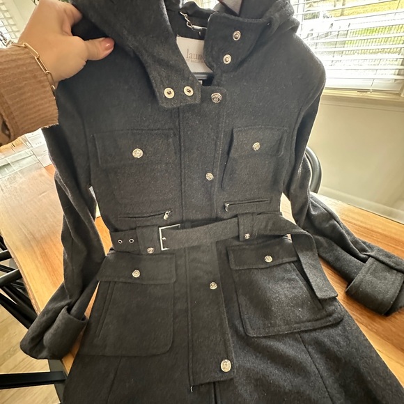 Gorgeous, charcoal grey wool blend military peacoat, only worn once!!!! - Picture 2 of 7